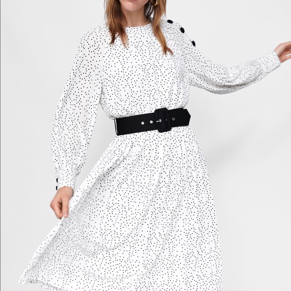 ❤️NWT ZARA POLKA DOT DRESS WITH CONTRASTING BELT - Picture 2 of 9